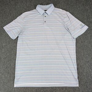 Chase 54 Innisbrook Golf Polo Mens Large Blue Striped Performance Short‎ Sleeve